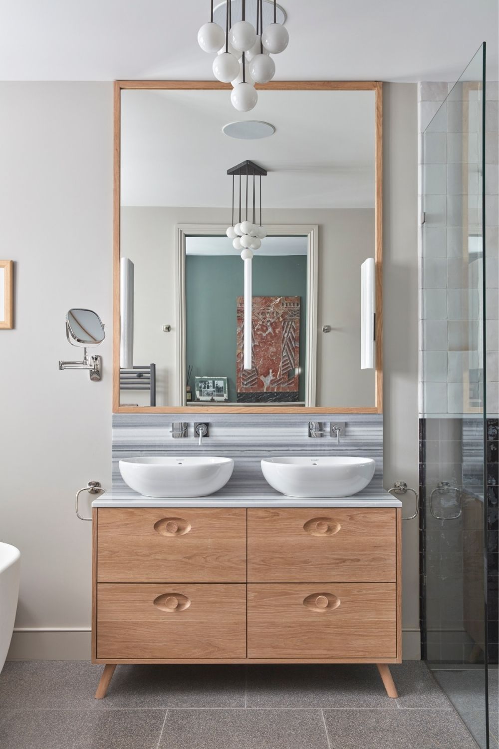 evoke projects ltd islington bespoke timber bathroom wash basin stand and mirror
