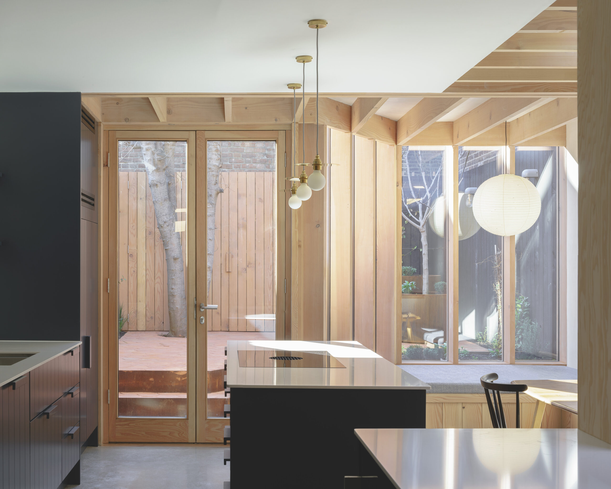 Bespoke kitchen in timber framed extension Evoke Projects Ltd