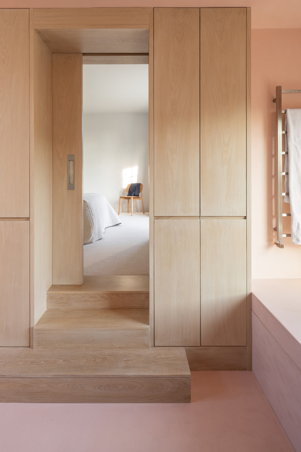 Bespoke Timber wardrobes and joinery with access to bedroom 